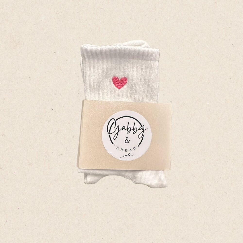 GRIP SOCKS - Embroidered Heart for pilates, yoga, barre, lagree